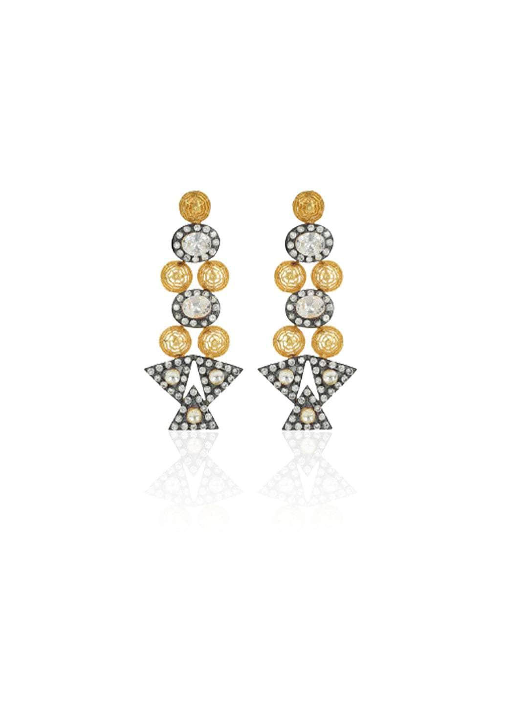 Ishhaara Geometric Two Toned Embellished Earring