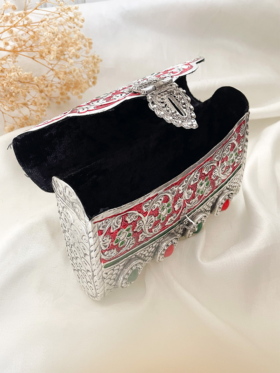 Ishhaara German Silver High Quality Meena Stone Clutch
