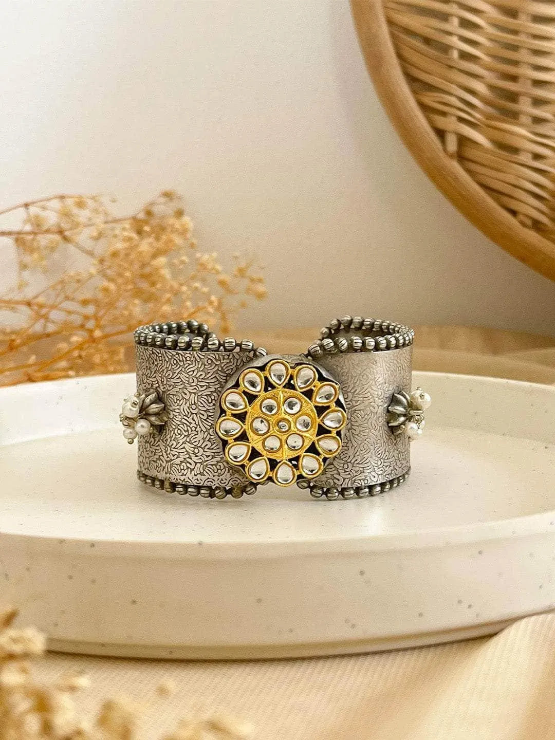 Ishhaara German Silver Kundan Handcuff