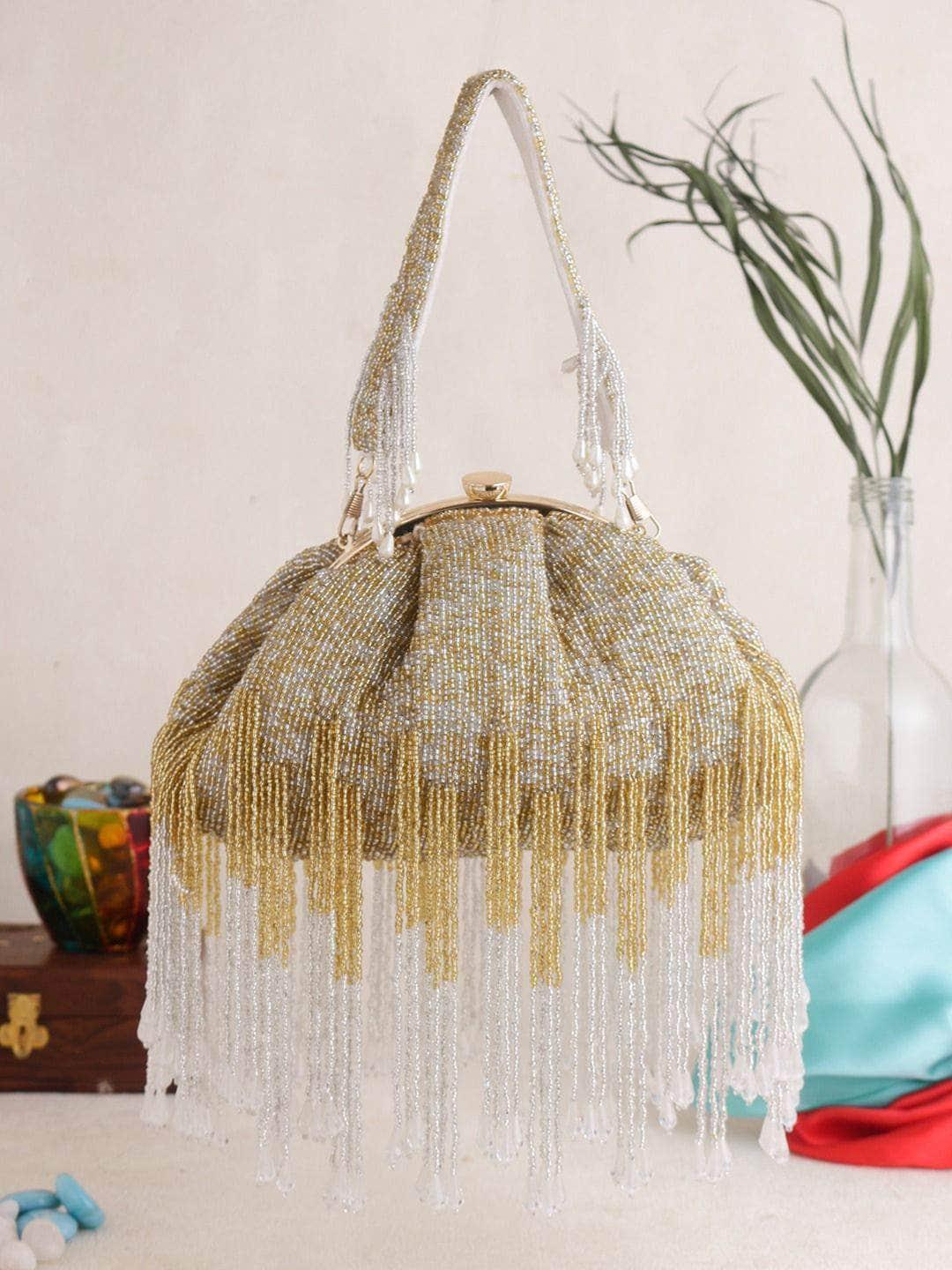 Ishhaara Designer Half Frame Beaded Clutch