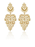 Ishhaara Gold Filigree Chandelier Earrings