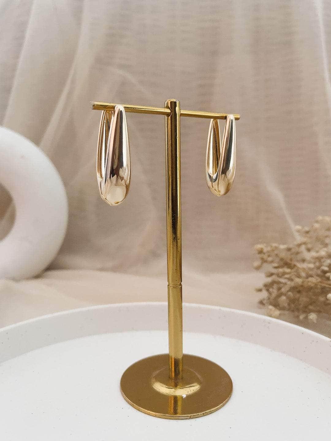 Ishhaara Gold Oval Teardrop Earrings