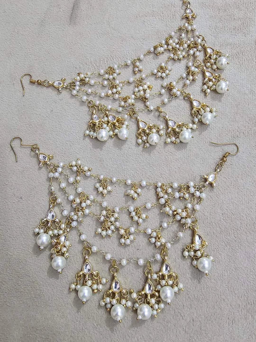 Buy Gold Plated Bahubali Pearl Hair Chain Online Ishhaara