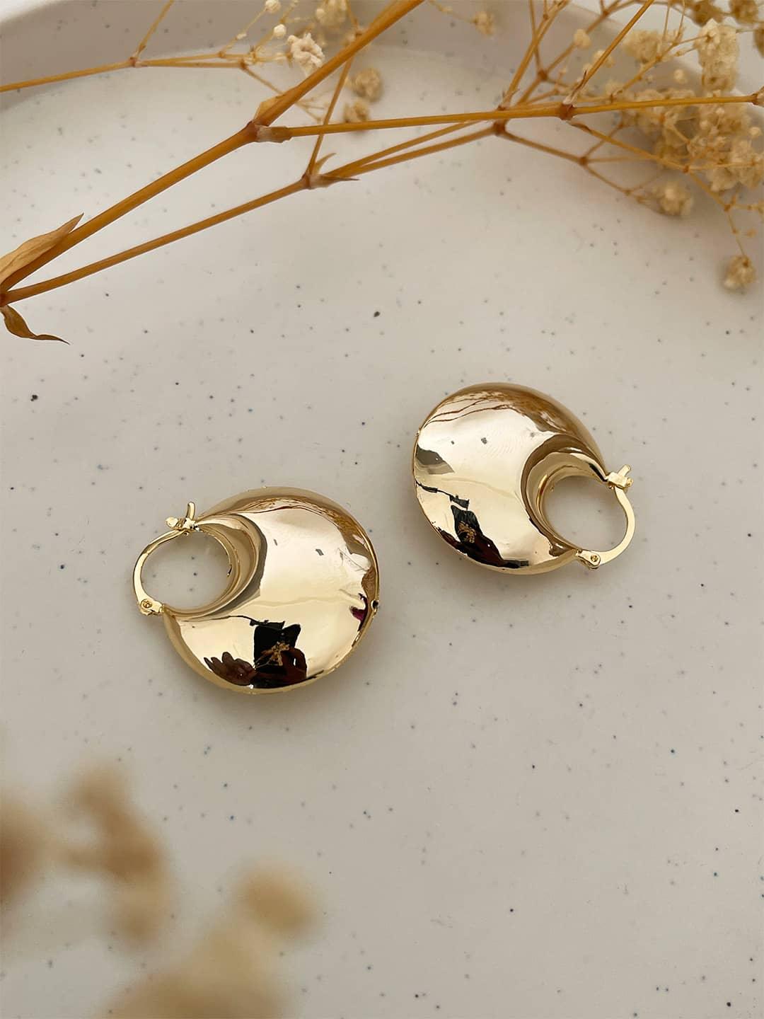 Ishhaara Gold Plated Bold Hoop Earrings