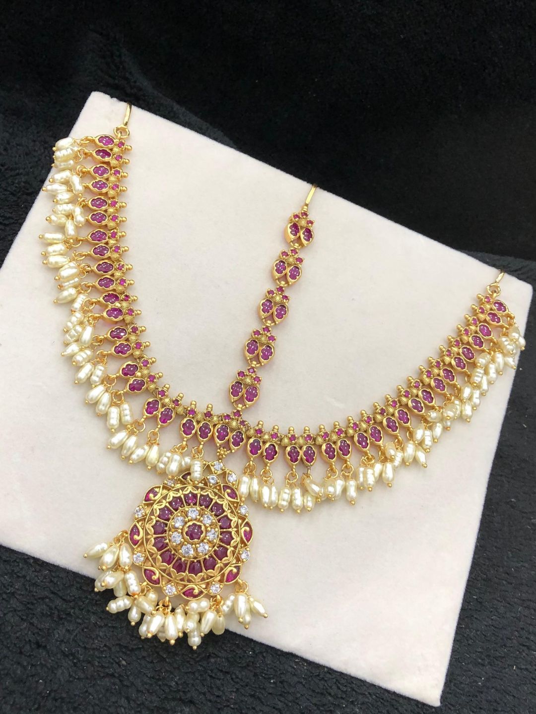 Buy Gold Plated Kemp And Pearl Studded Mathapatti Online Ishhaara