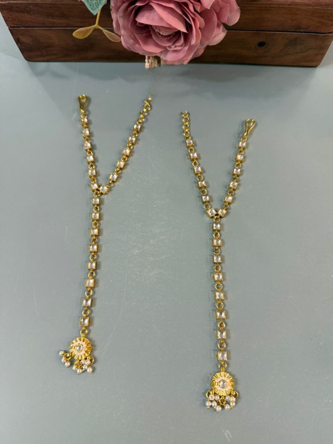 Ishhaara Gold Plated Kundan Polki Bridal Hathphool