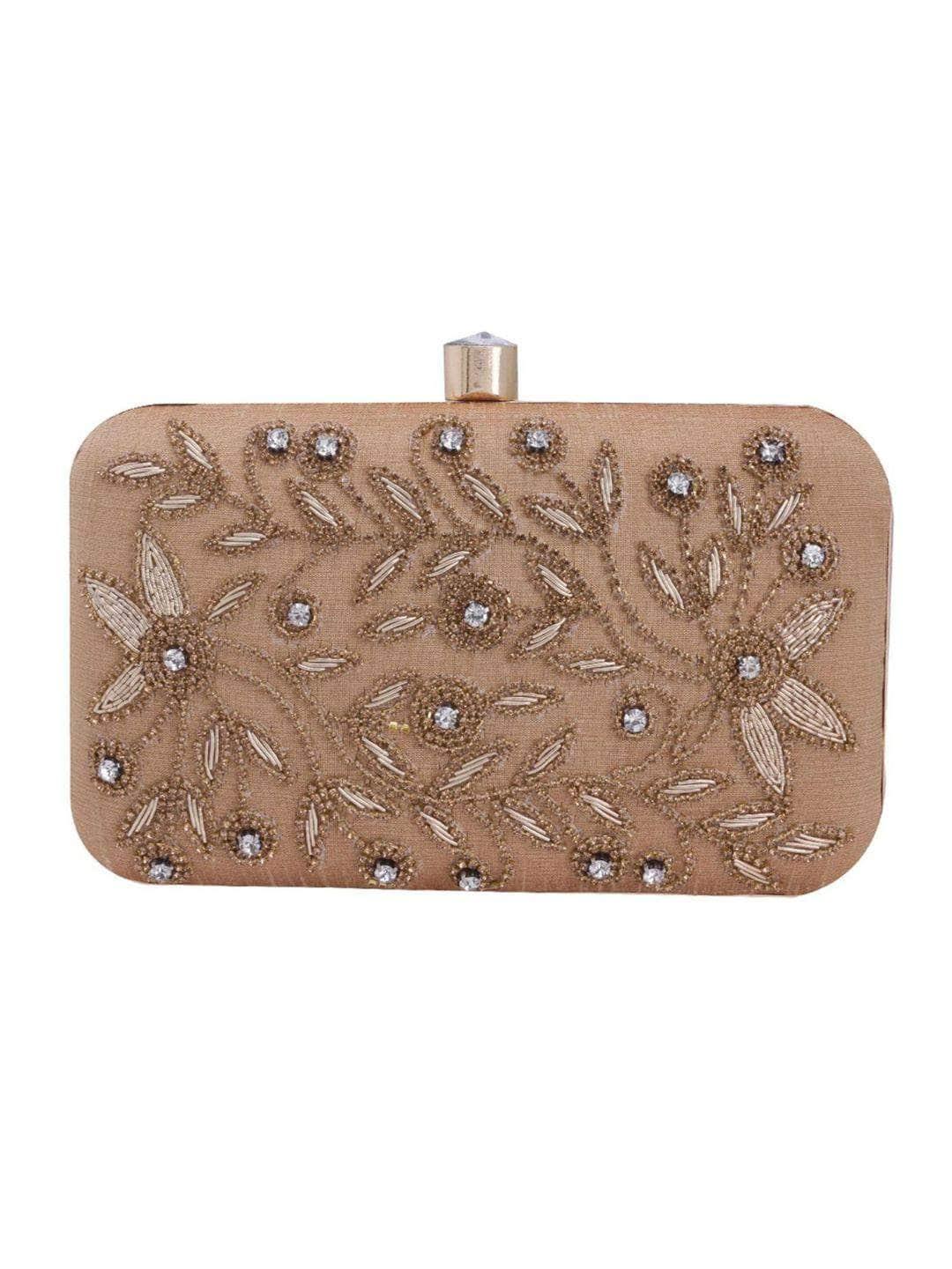 Ishhaara Gold Satin Clutch