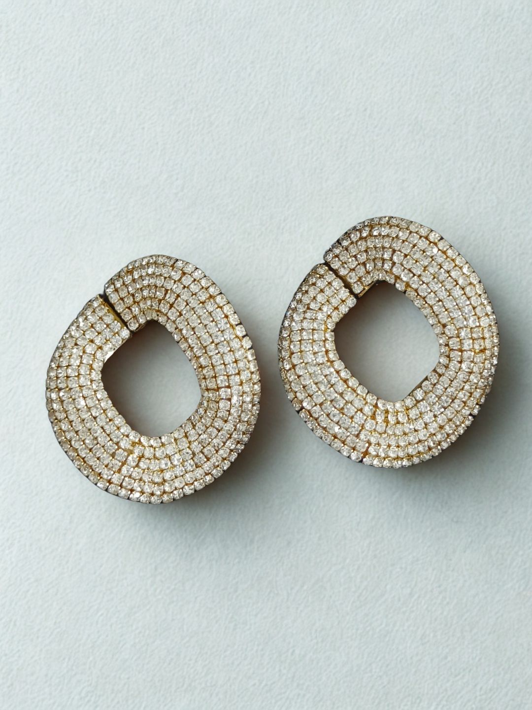 Ishhaara Dark Grey Zircon Link Earrings
