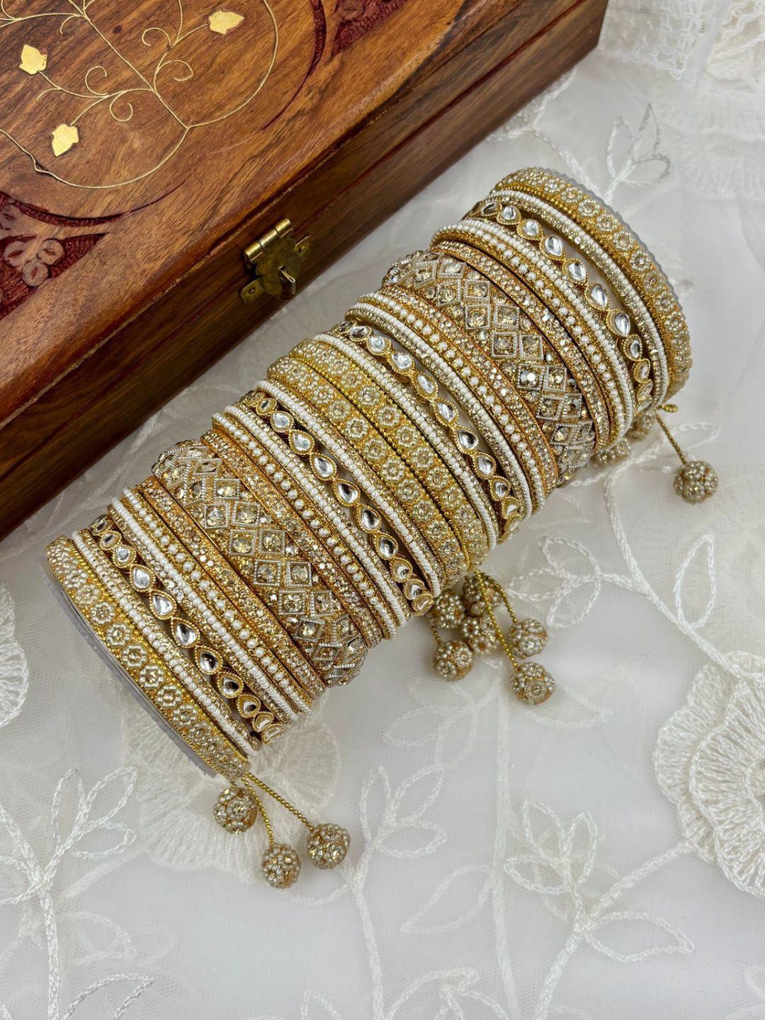 Golden Bridal Bangles Stack - Main Image
