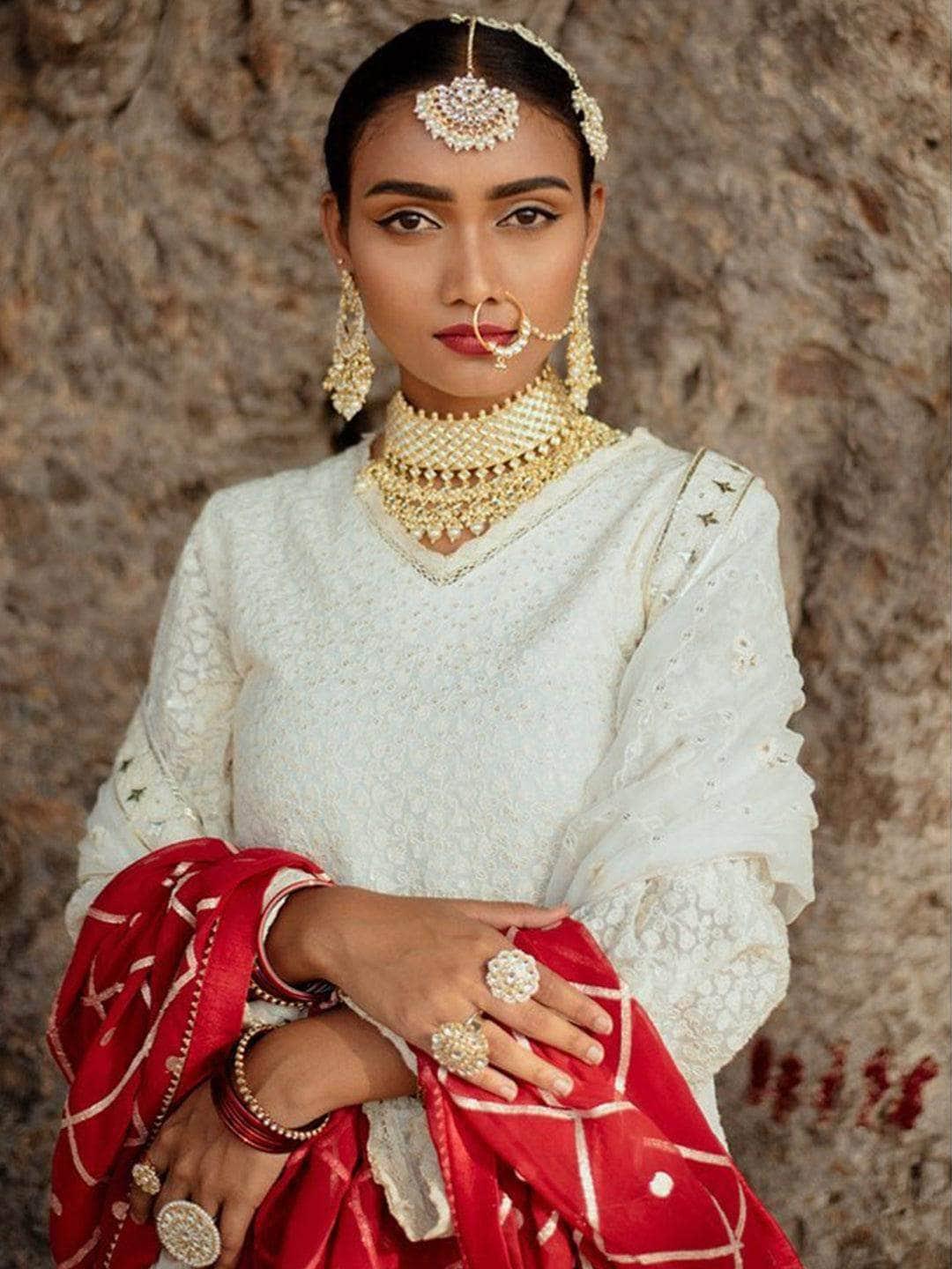 Ishhaara Gousia Galib Khan In Diamond Stone Choker with Pearl Tassels