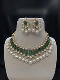 Ishhaara Green  Kundan And Beads Studded Choker Necklace Set