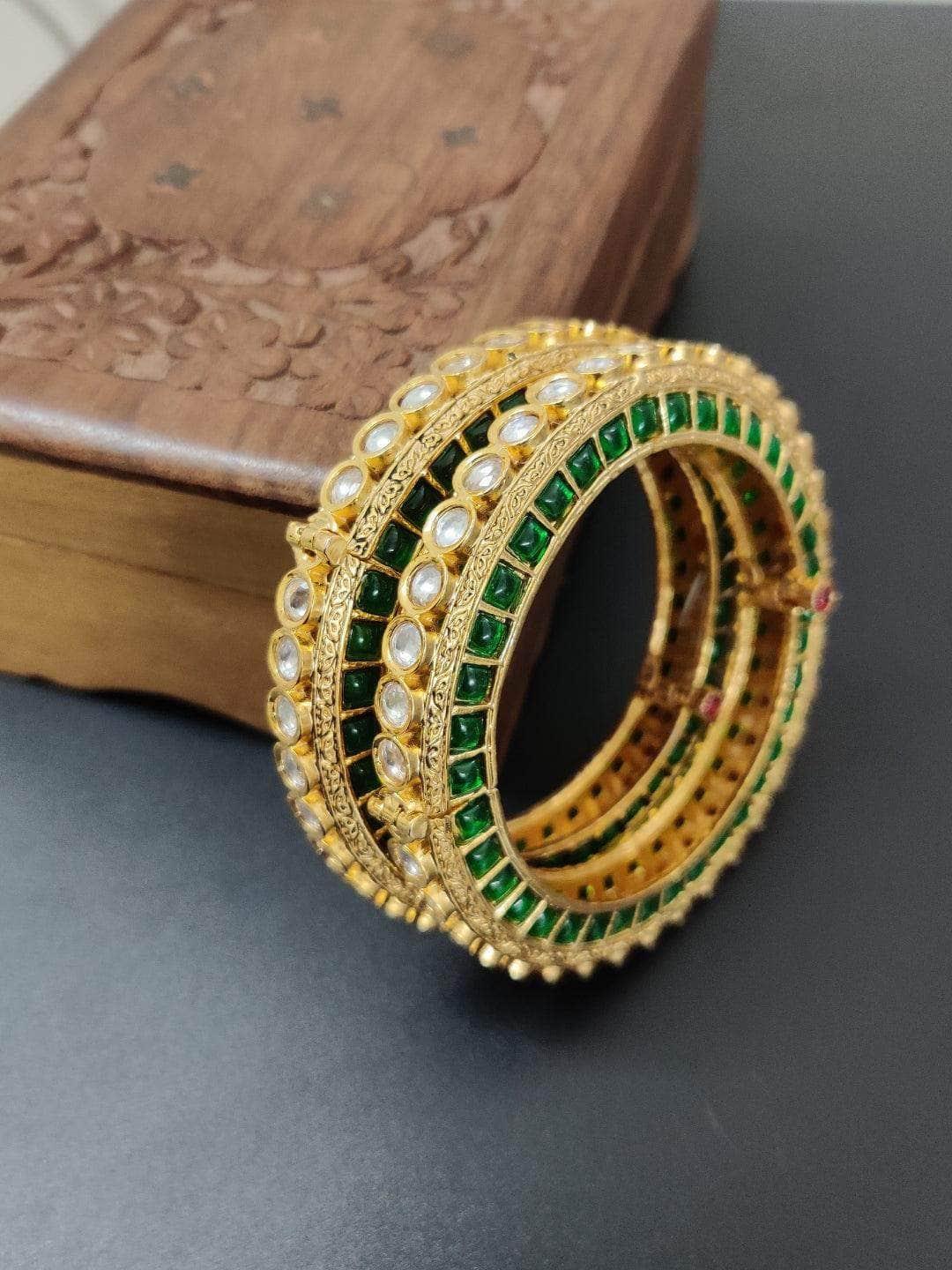 Ishhaara Studded Emerald Stone Bangle