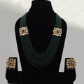 Ishhaara Green AD Kundan Side Patch Necklace Set