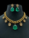 Ishhaara Green Antique Designer Chained Pendant Necklace