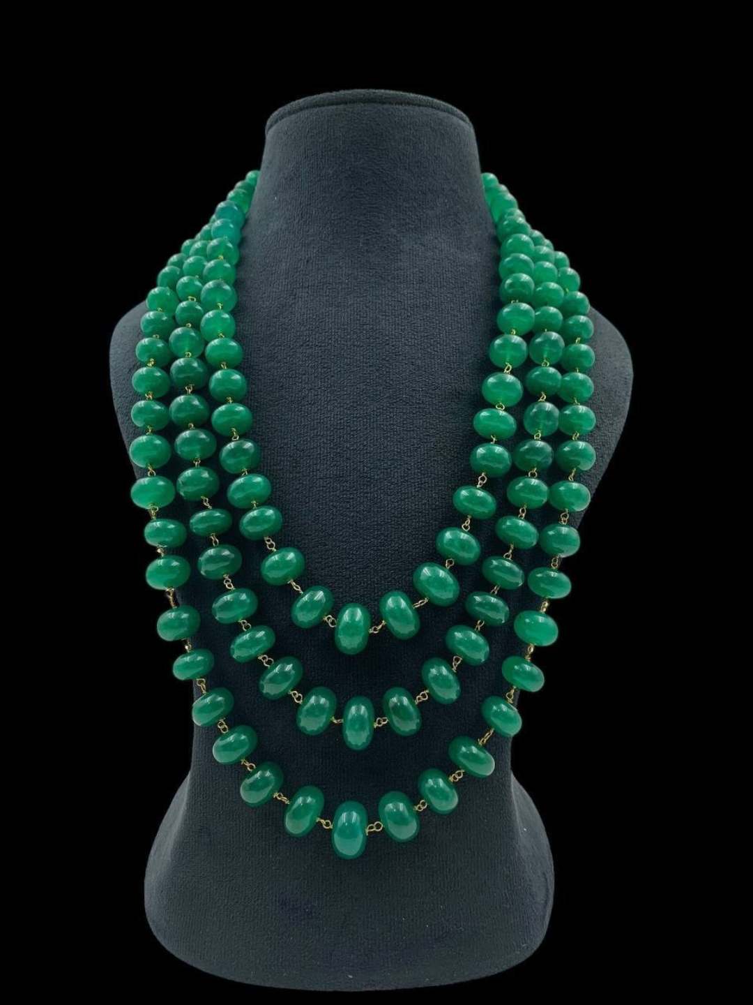Ishhaara Red Beaded Semi Precious Triple Layered Necklace