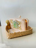 Ishhaara Beige Embroidered Rectangle Clutch
