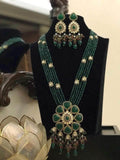 Ishhaara Big Precious Stone Pendant Long Necklace