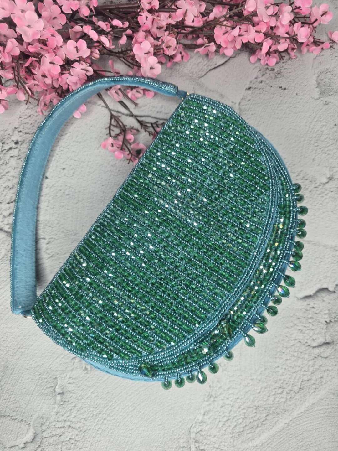 Ishhaara White Designer Moon Flap Clutch Bag