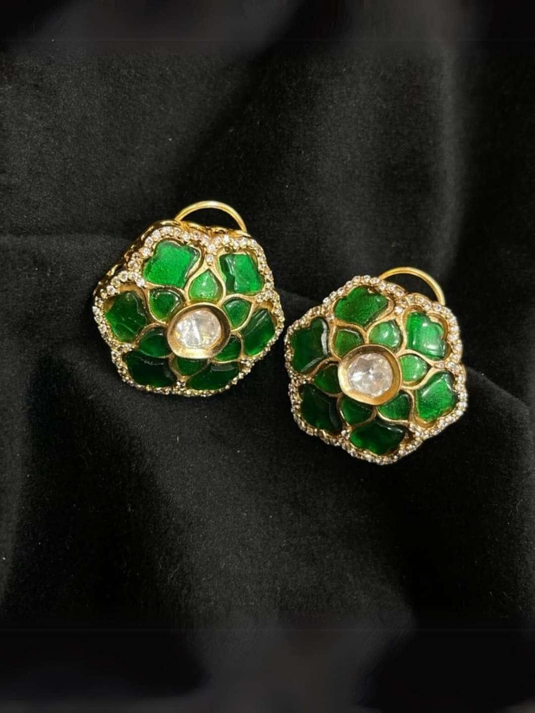 Ishhaara Designer Polki Stud Earrings