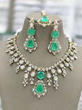 Ishhaara Green Doublet Moissanite Polki Kundan Necklace