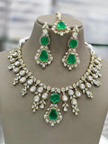 Ishhaara Green Doublet Moissanite Polki Kundan Necklace