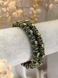 Ishhaara Green Elegant Gold Bangle With Sparkling White Stones