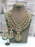 Ishhaara Green Floral Victorian Haram With Maang Tikka