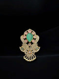 Ishhaara Green Gold Embellished Victorian Heart Brooch