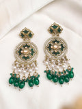 Ishhaara Green Gold Plated Traditional Handcrafted Earrings