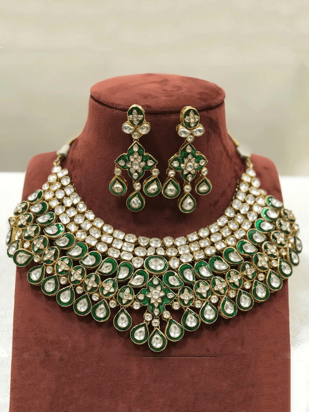 Ishhaara Green Meena Polki Symmetry Set