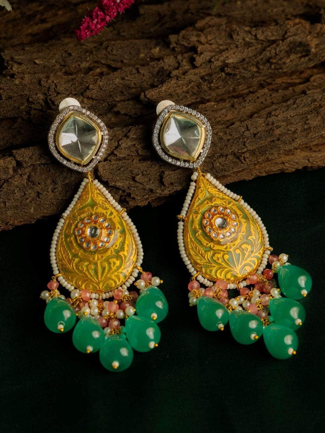 Ishhaara Hand Painted Meenakari Monalisa Beeds Earring