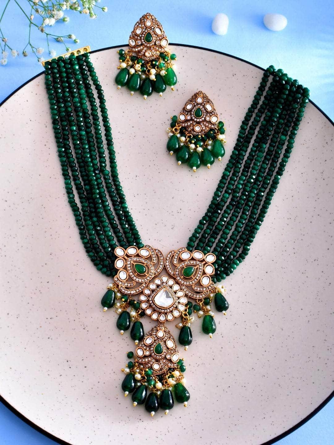 Ishhaara Kundan Crystal Choker Set Green