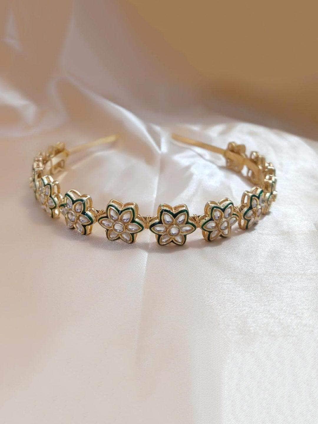 Ishhaara Green Kundan Hair Band