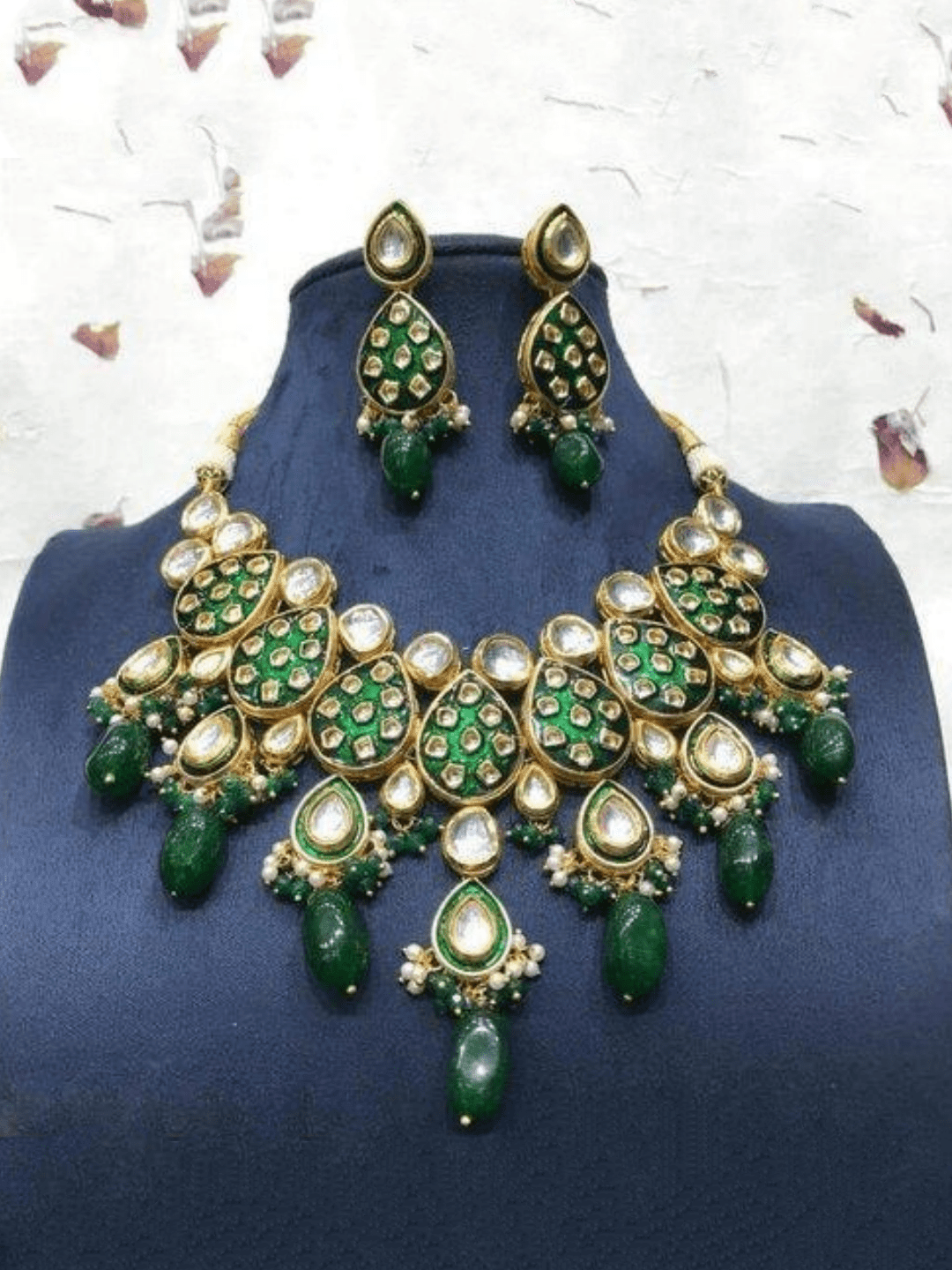 Buy Meena Kundan Drop Necklace Online Ishhaara