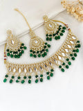 Ishhaara Green Mirror And Kundan Studded Choker Necklace