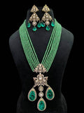Ishhaara Green Moissanite Polki Doublet Stone Layered Necklace