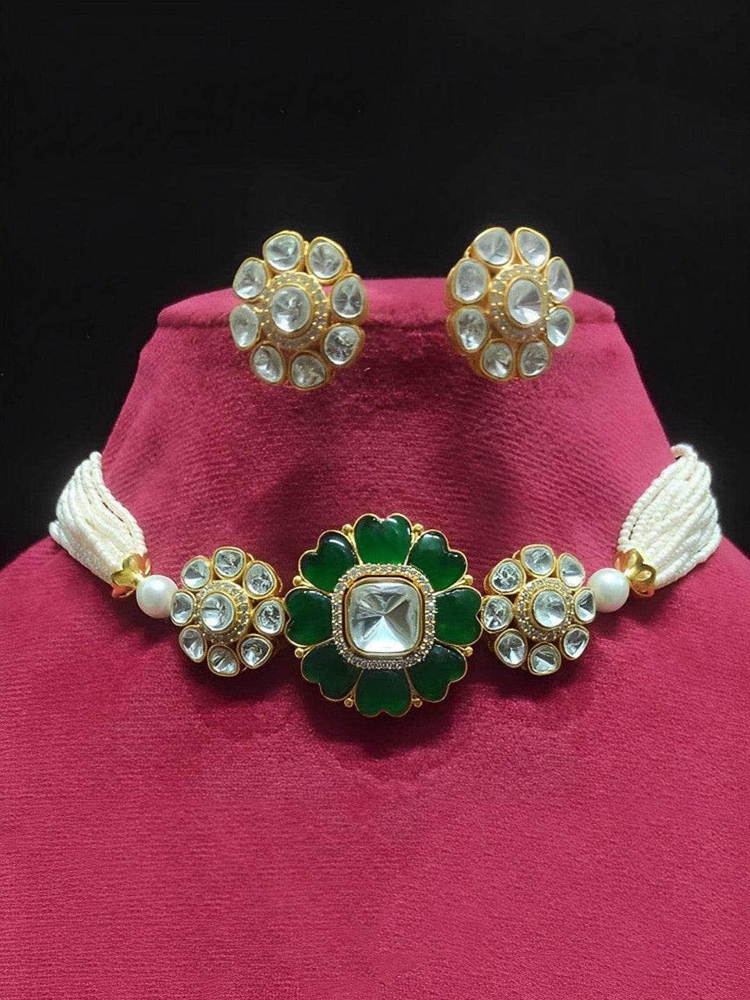 Ishhaara Green Mrunal Thakur In Patiala Choker Necklace Set