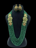 Ishhaara Green Multi Layered Meenakari Worked Long Necklace