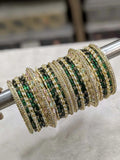 Ishhaara Green Multicolor Glass Bangle Set