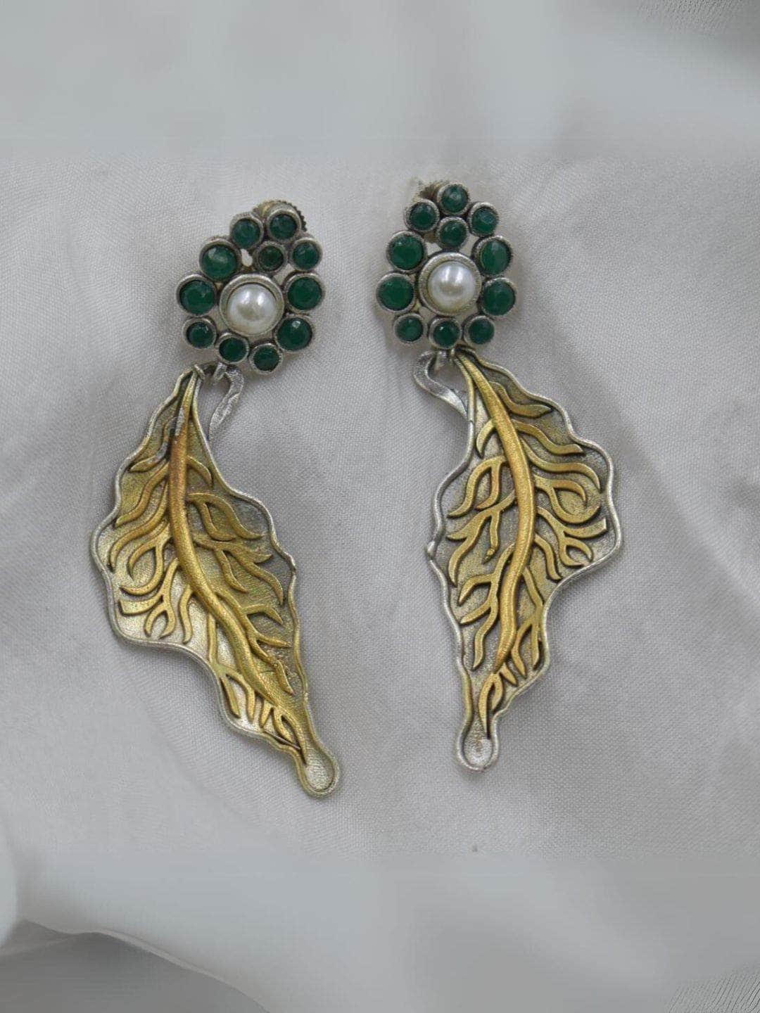 Ishhaara Oxidized Leaf Style Earrings