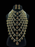 Ishhaara Green Pachi Kundan Studded Layered Necklace