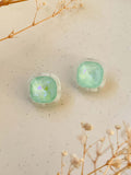 Ishhaara Green Pearl Square Earrings