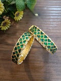 Ishhaara Green Pola Styled Pachi Kundan Bangles