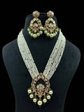 Ishhaara Green Polki Kundan Ad Stone Victorian Style Long Necklace