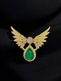 Ishhaara Green Round Cut Emerald Diamond Butterfly Shape Brooch