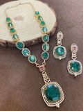 Ishhaara Green Semi Precious Stone Studded Long Necklace