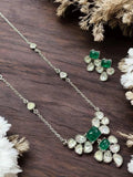 Ishhaara Green Statement Cz Polki Kundan Pendant Necklace