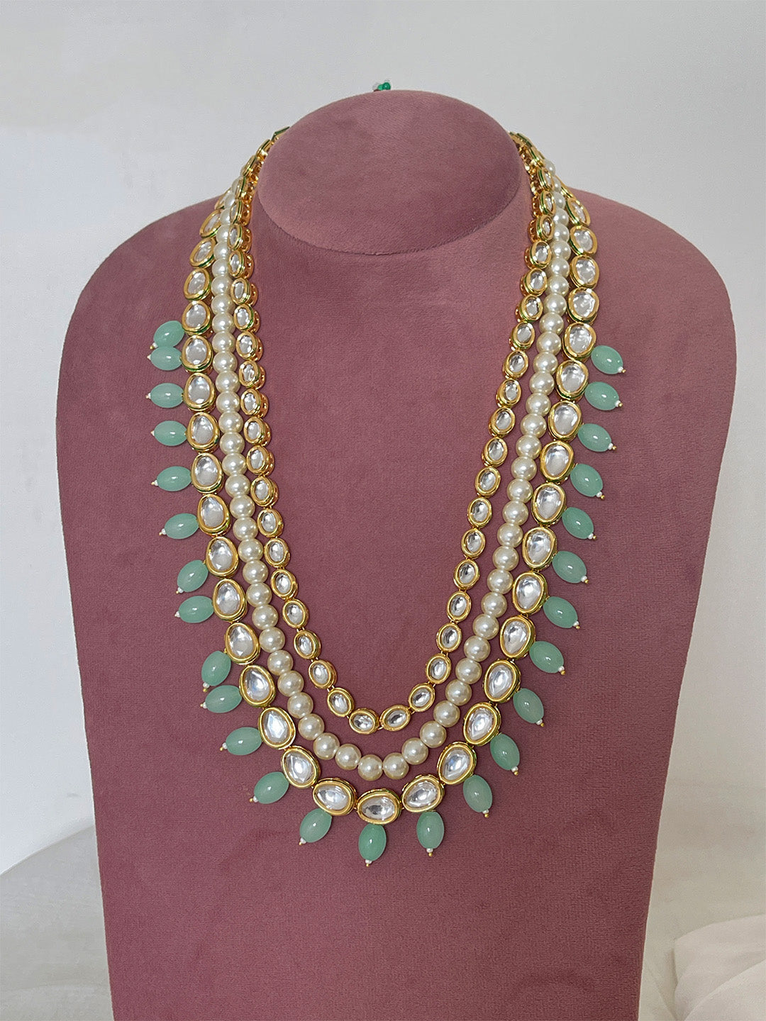 Ishhaara Green Stunning Kundan Long Necklace