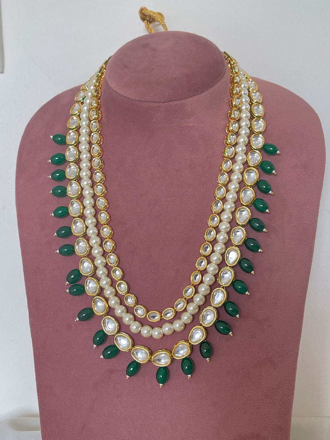 Ishhaara Green Stunning Kundan Long Necklace