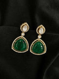 Ishhaara Green Triangle American Diamond Stud Earrings
